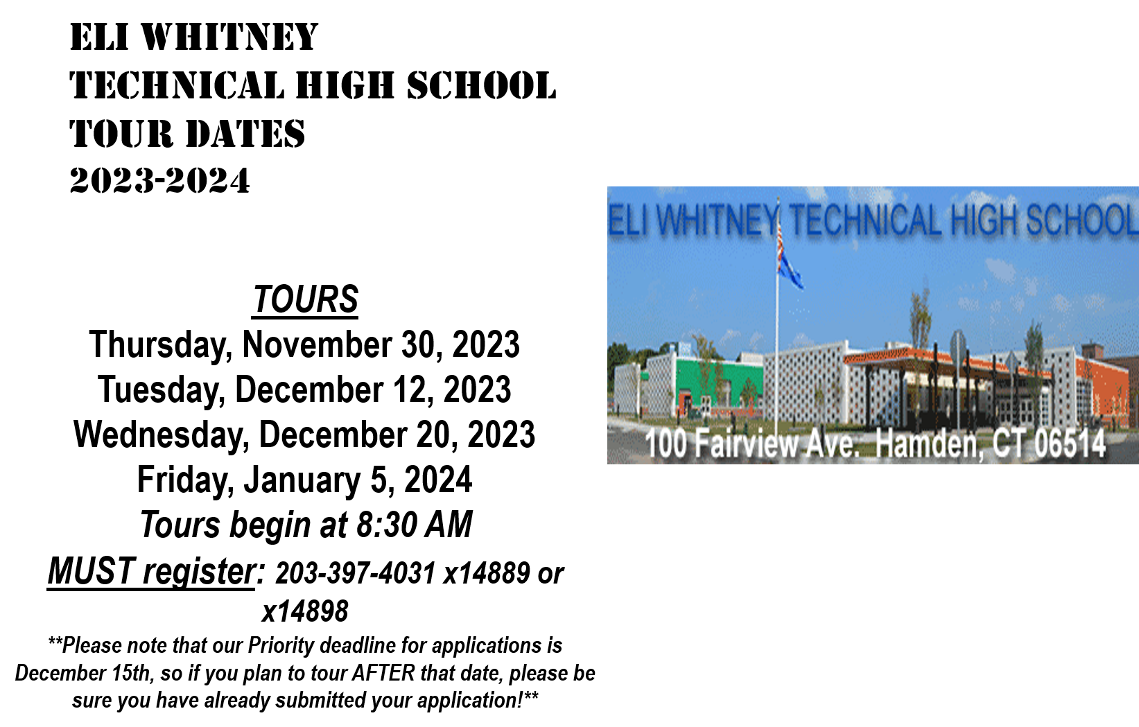 Whitney Tours – Eli Whitney Technical High School